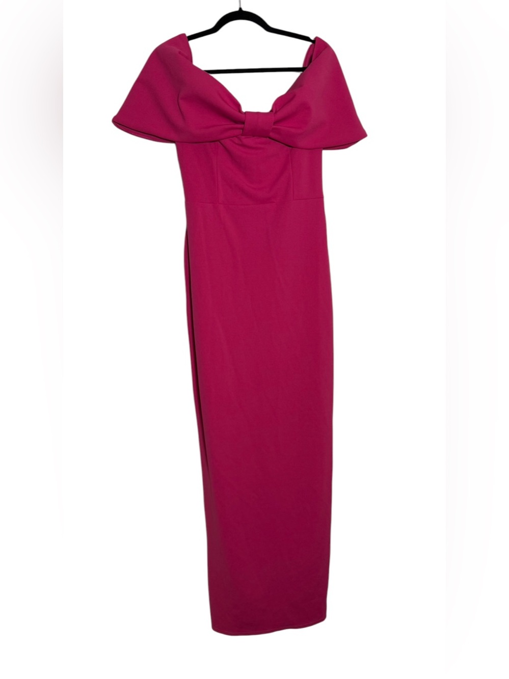 Club L London CORNELIA Hot Pink Strapless Maxi Dress With Oversized Bow NWT 10 - Picture 2 of 6